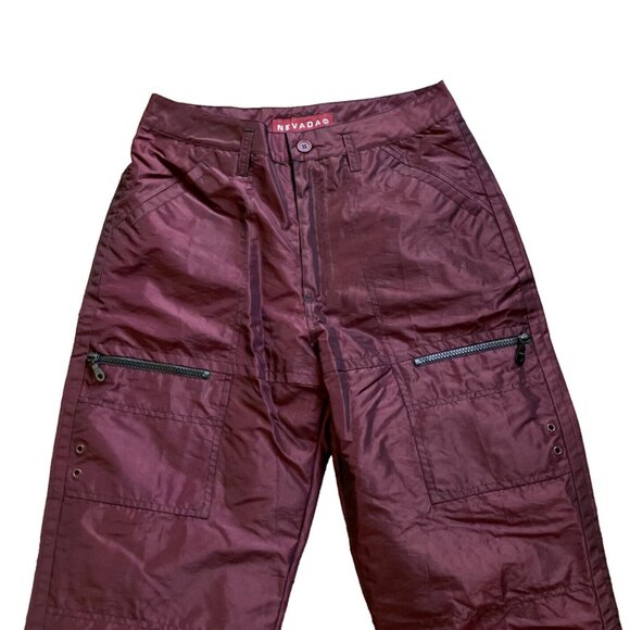 Nevada Burgundy Iridescent Ski Snowboard Pants Nylon Shell Lined Vintage Y2K - Picture 2 of 6